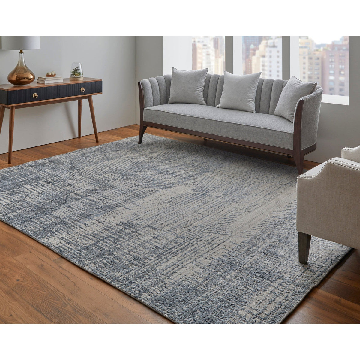 Feizy Eastfield 69AIF Modern Abstract in Blue/Ivory/Gray