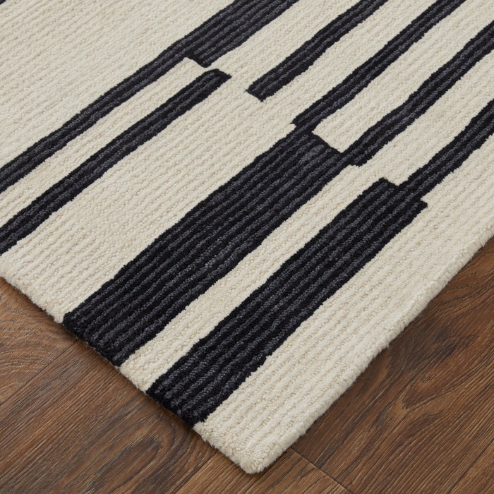 Feizy Maguire 8901F Transitional Abstract Rug in Ivory/Black