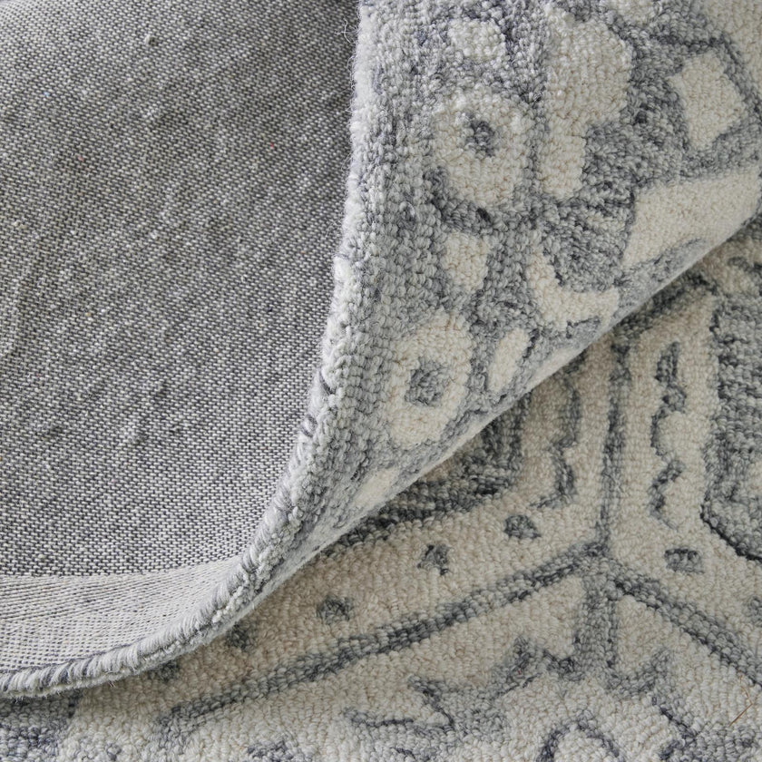 Feizy Belfort 8A27F Traditional Geometric Rug in Gray/White