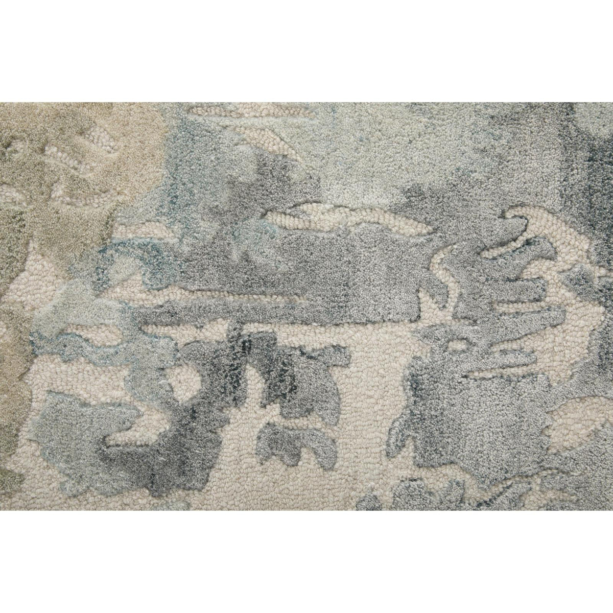 Feizy Kendall 8A62F Modern Abstract Rug in Ivory/Blue/Gray