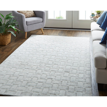 Feizy Redford 8669F Transitional Solid in White/Silver