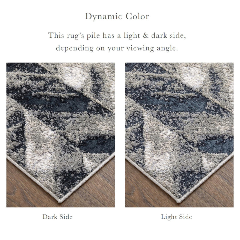 Feizy Micah 3048F Modern Chevron Rug in Black/Gray/Silver