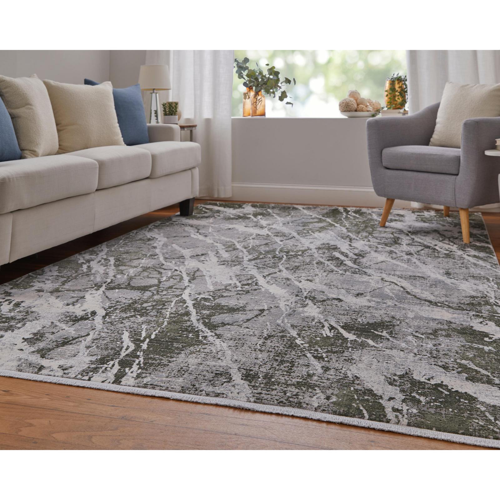 Feizy Cadiz 39N6F Modern Abstract Rug in Gray/Green/Taupe