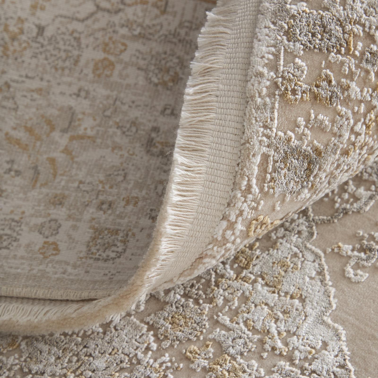 Feizy Cadiz 39T0F Traditional Medallion Rug in Ivory/Gray/Gold