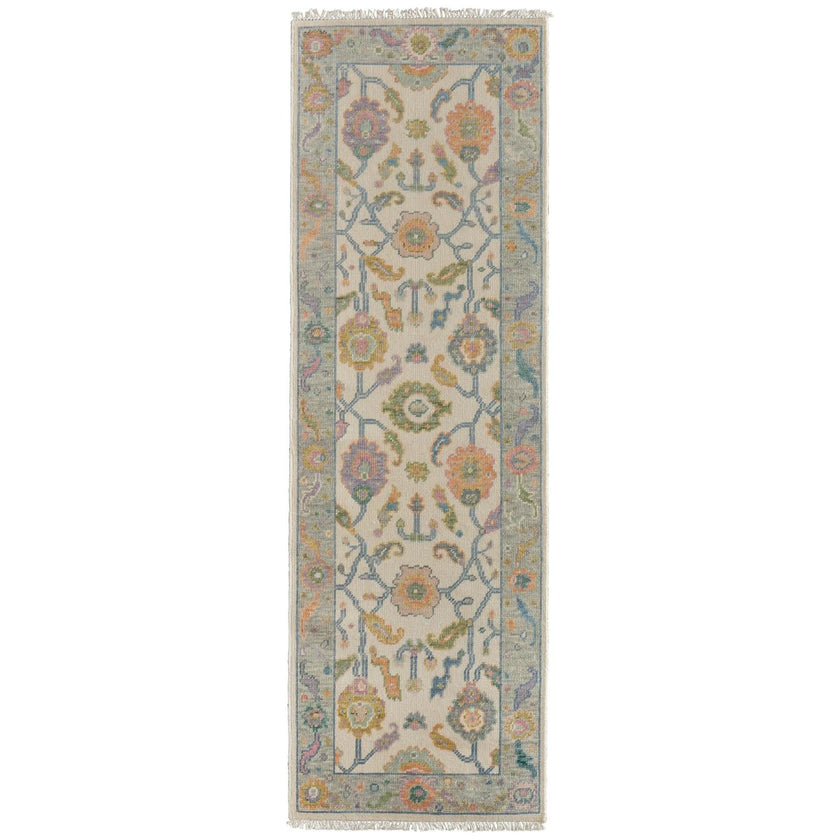 Feizy Karina 69G9F Transitional Floral & Botanical Rug in Ivory/Orange/Blue
