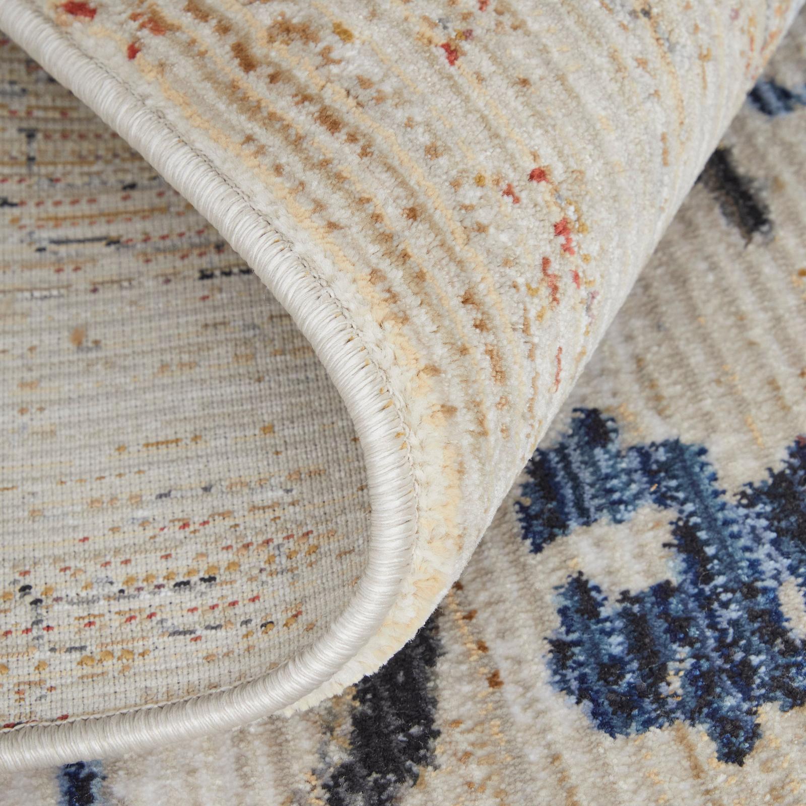 Feizy Sonora 39NWF Modern Abstract Rug in Tan/Blue/Gray