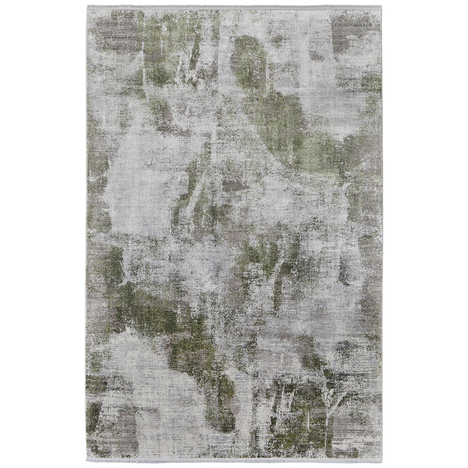 Feizy Cadiz 39N5F Modern Ikat Rug in Gray/Green/Silver