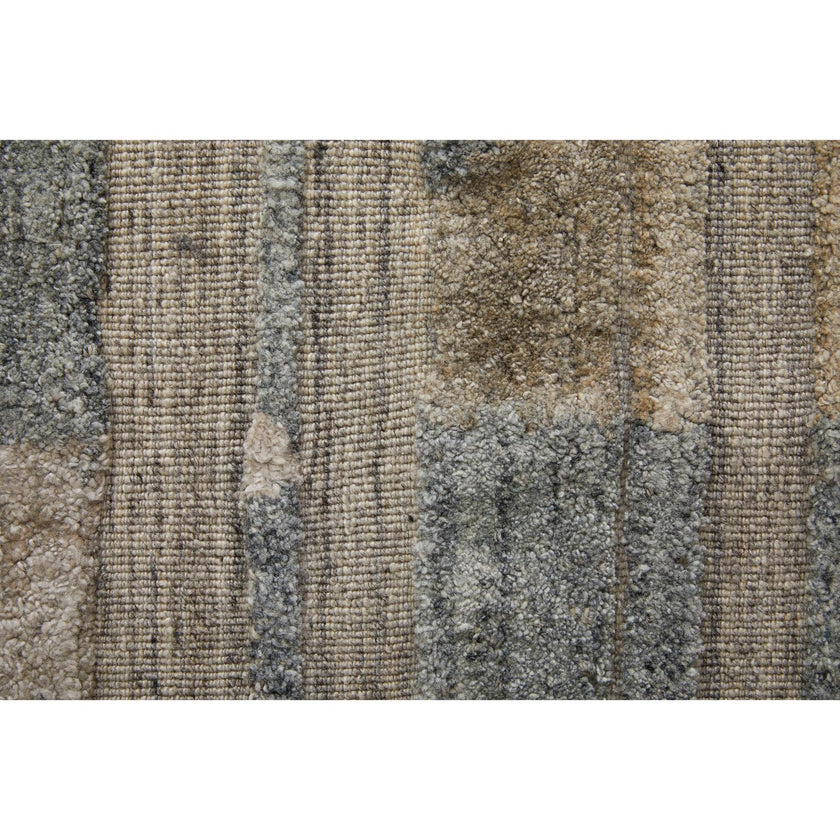 Feizy Elias 69FXF Modern Abstract Rug in Brown/Blue/Tan
