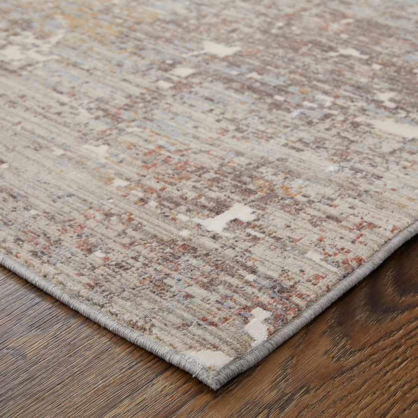 Feizy Pryor 39NHF Modern Abstract in Taupe/Brown/White