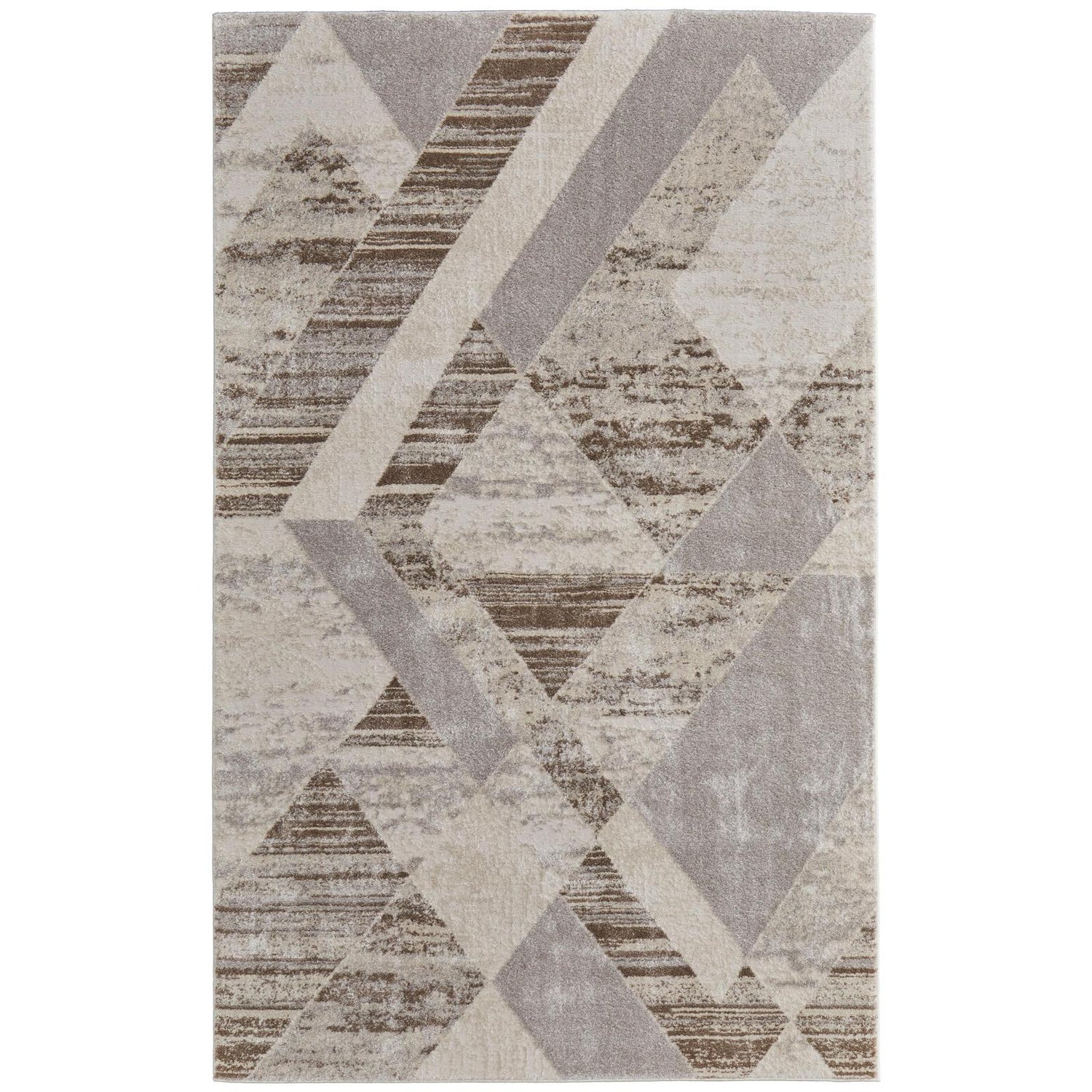 Feizy Vancouver 39NRF Modern Geometric Rug in Tan/Brown/Ivory