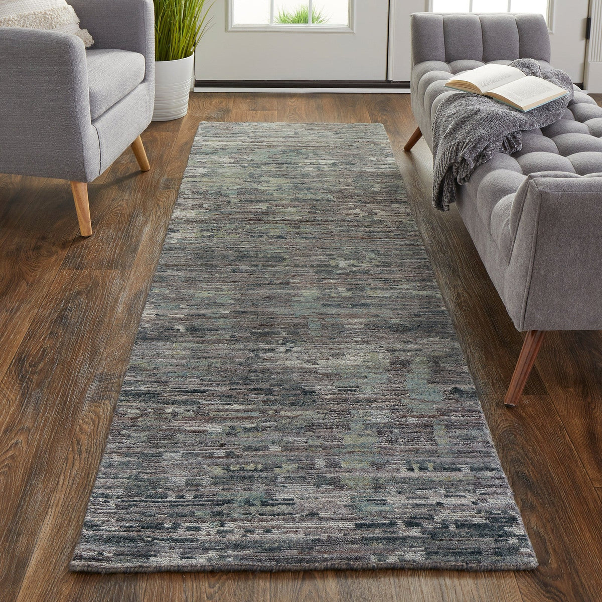 Feizy Conroe 6823F Modern Abstract in Blue/Gray