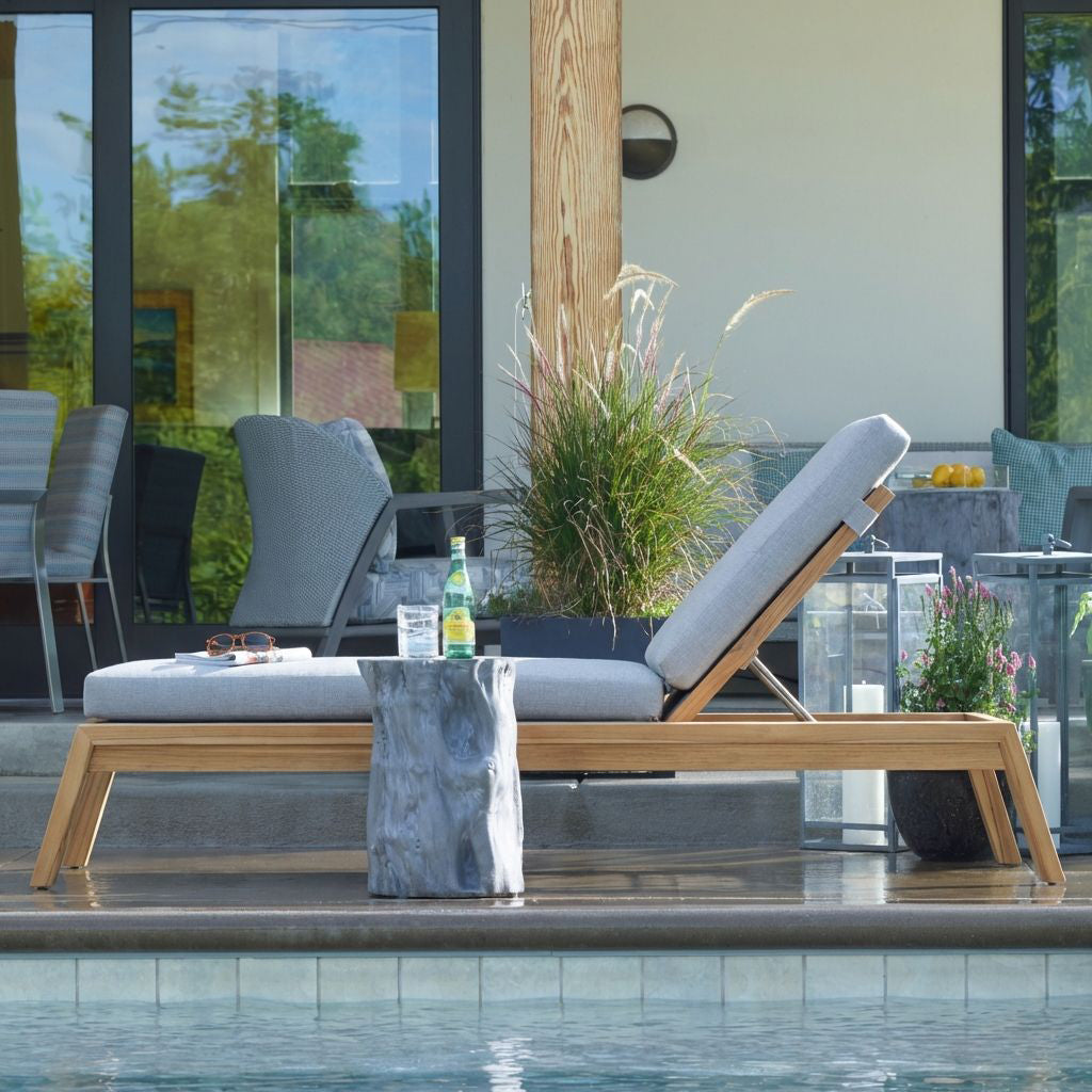 Century Furniture Outdoor Complements Poolside Teak Reclining Chaise Lounge I