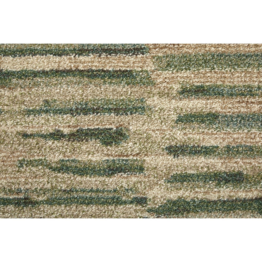 Feizy Eden 39QYF Modern Abstract Rug in Green/Ivory/Brown