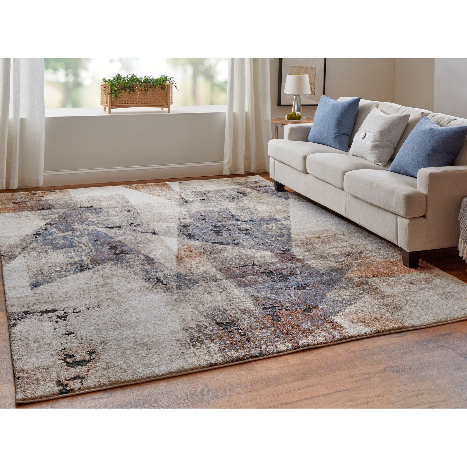Feizy Gilmore 39MKF Modern Color Block in Blue/Ivory/Taupe