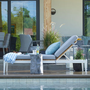 Century Furniture Outdoor Complements Poolside Metal/Teak Reclining Chaise Long