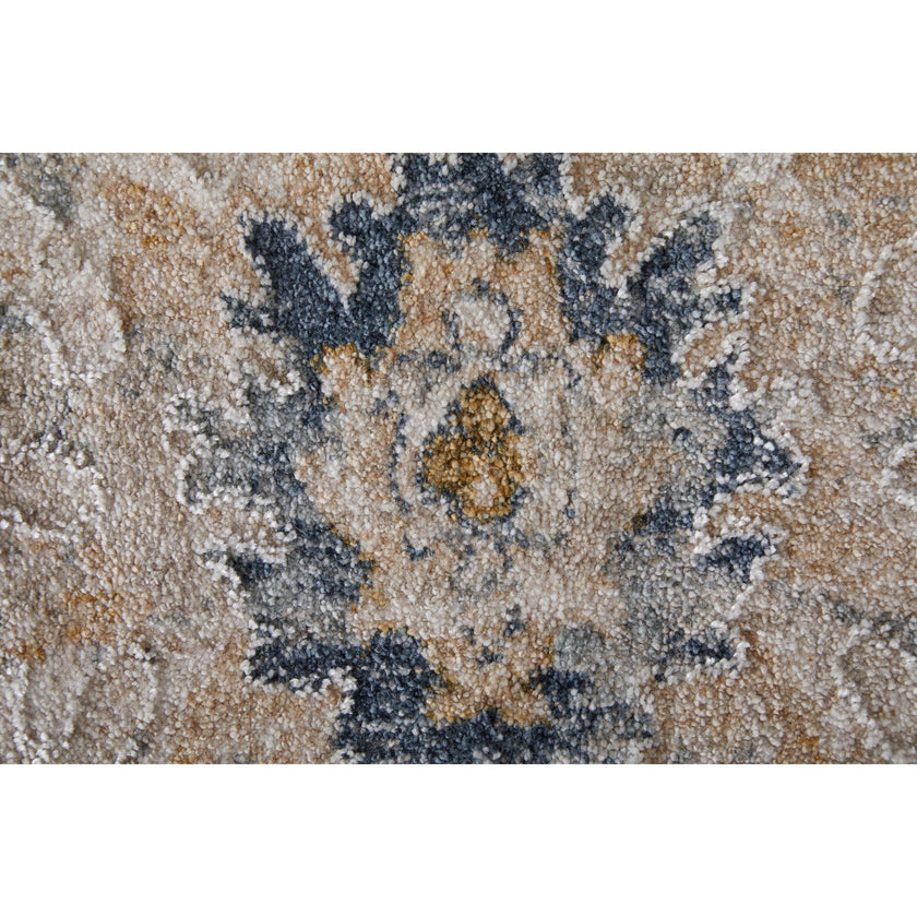 Feizy Pasha 39M7F Transitional Floral & Botanical in Ivory/Taupe/Blue