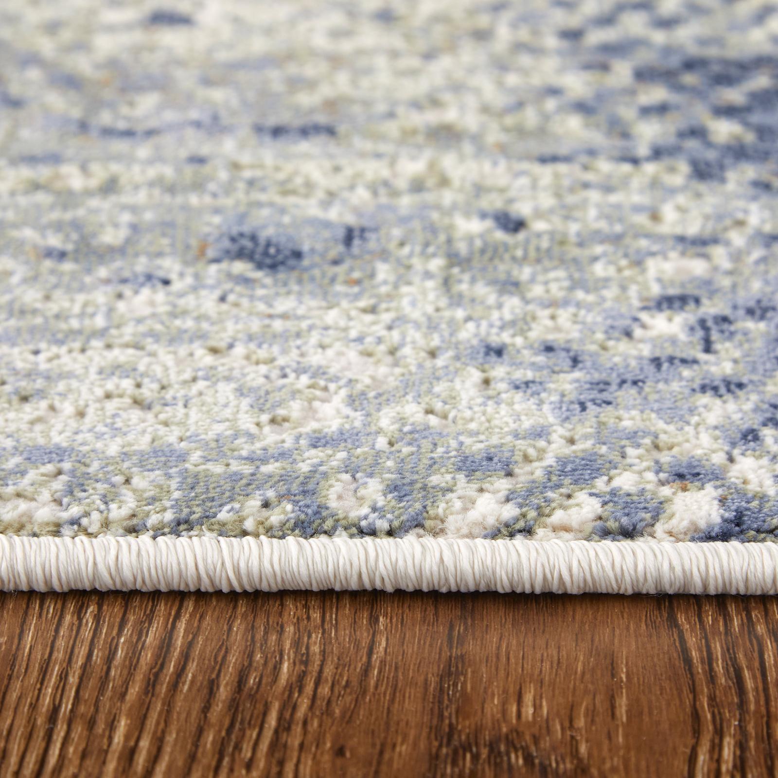 Feizy Mandana 39LZF Modern Abstract Rug in Ivory/Blue