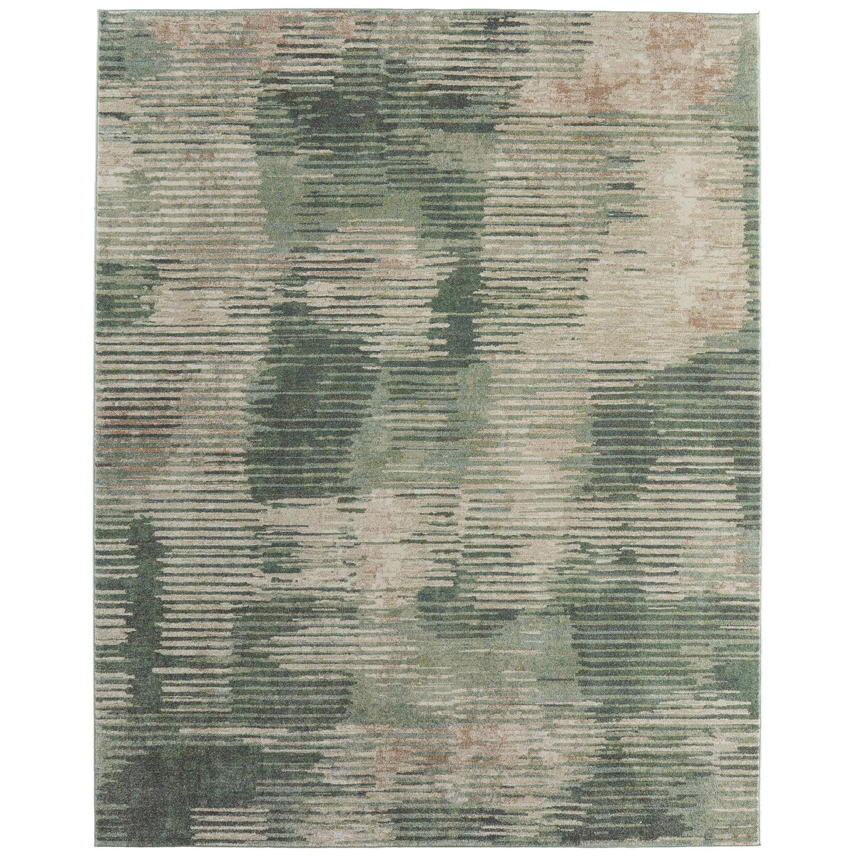 Feizy Eden 39QYF Modern Abstract Rug in Green/Ivory/Brown