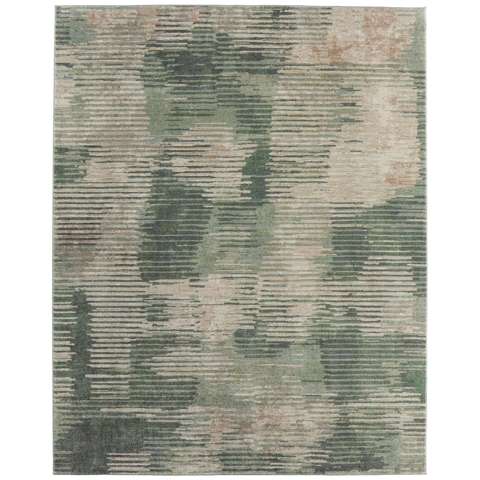 Feizy Eden 39QYF Modern Abstract Rug in Green/Ivory/Brown