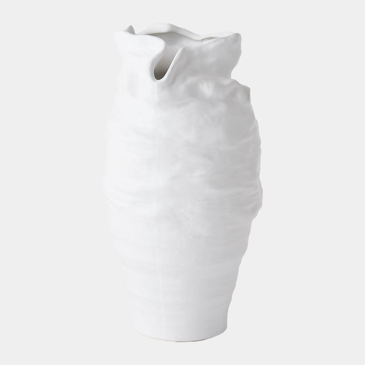 Global Views Ruffle Top Vase White