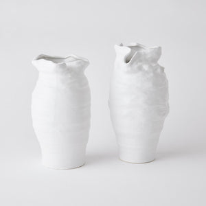 Global Views Ruffle Top Vase White