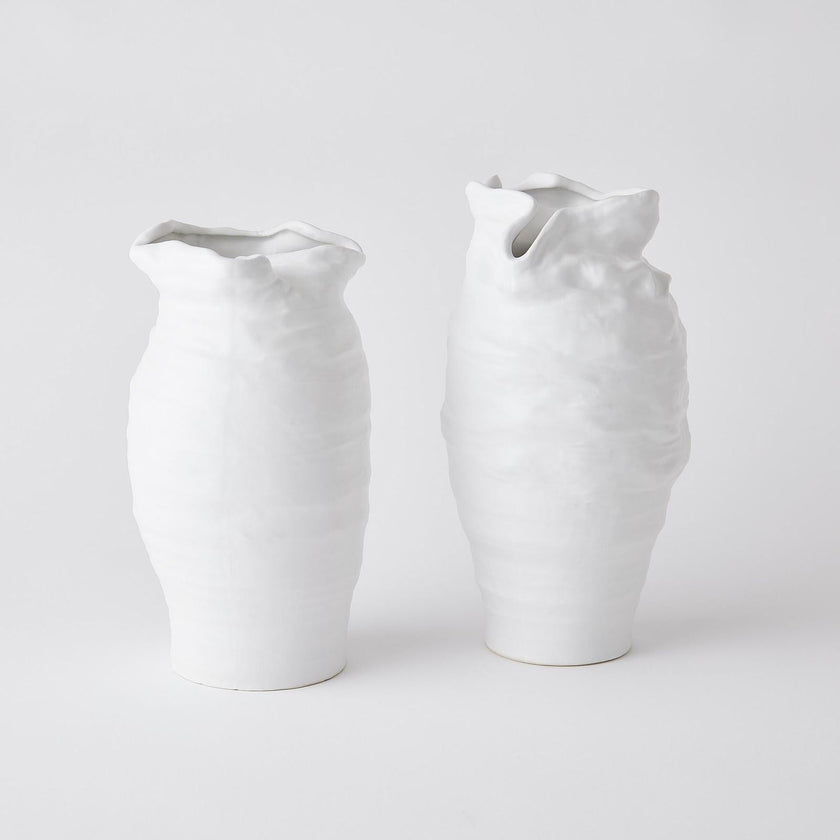 Global Views Ruffle Top Vase White