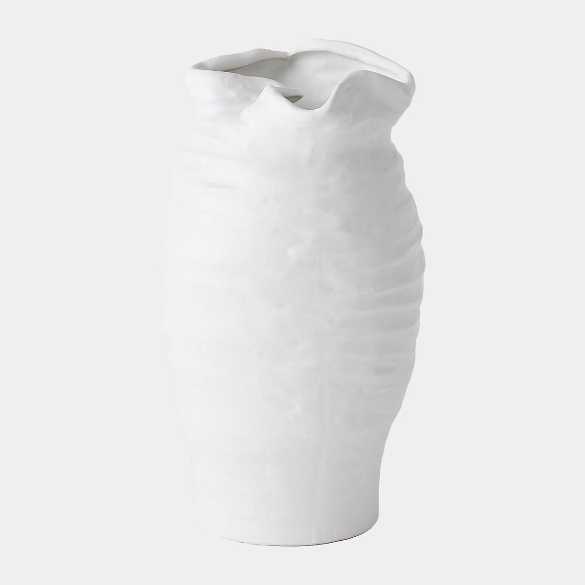 Global Views Ruffle Top Vase White