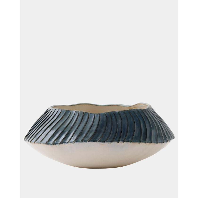 Global Views Aiden Etched Blue Rimed Planter