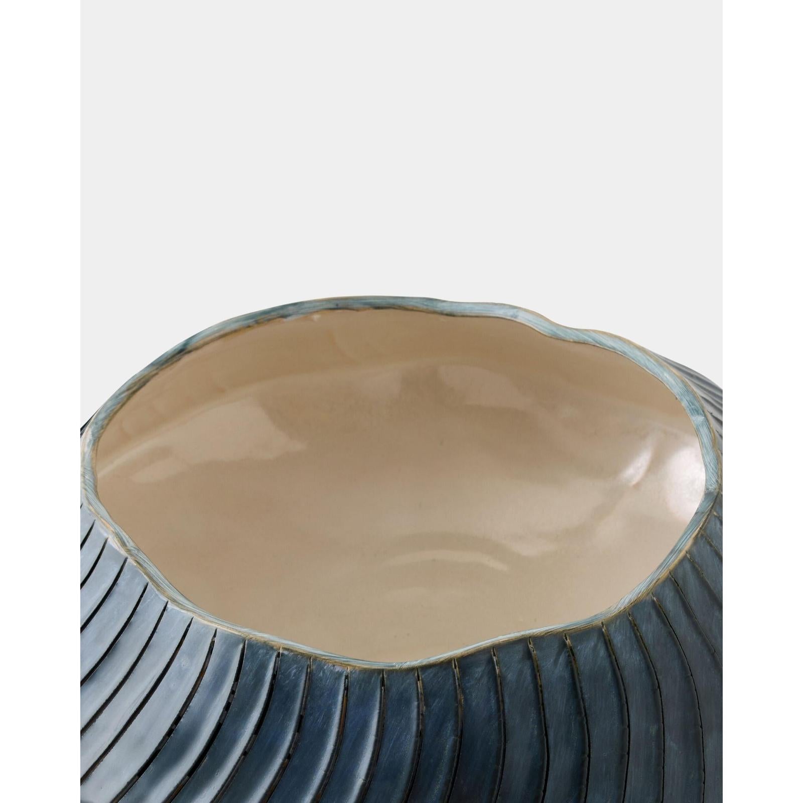 Global Views Aiden Etched Blue Rimed Planter