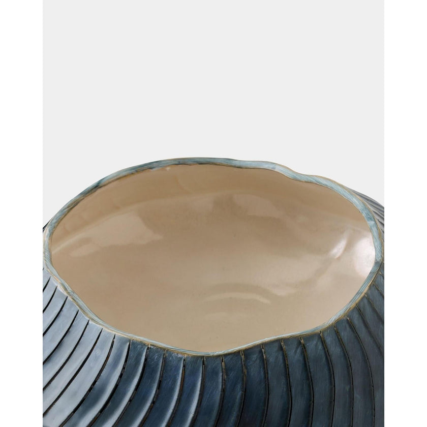 Global Views Aiden Etched Blue Rimed Planter