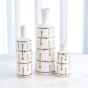 Global Views Labirinto Golden Stripe White Vase