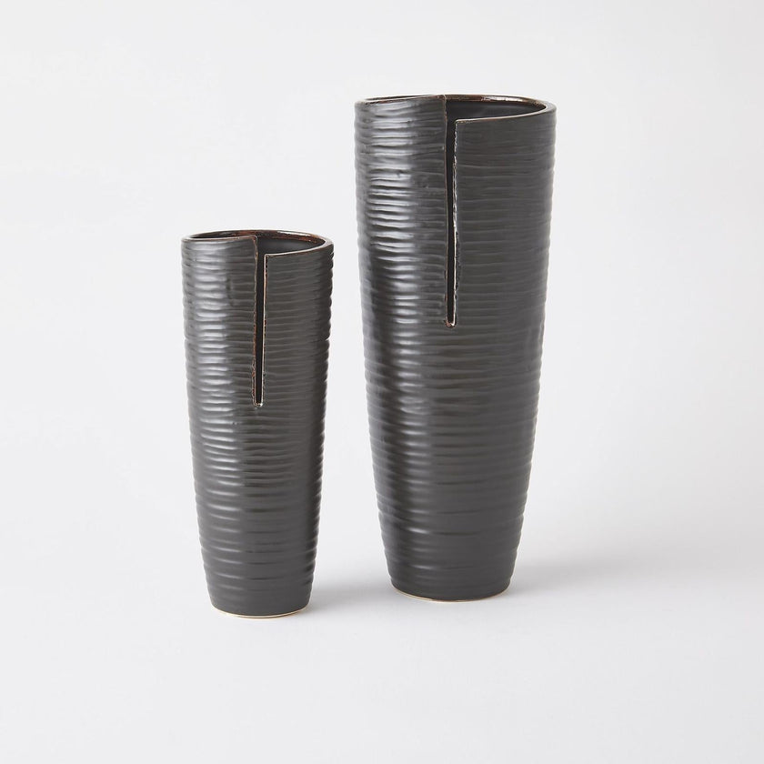 Global Views Metallic Black Split Vase