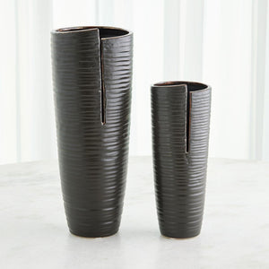 Global Views Metallic Black Split Vase