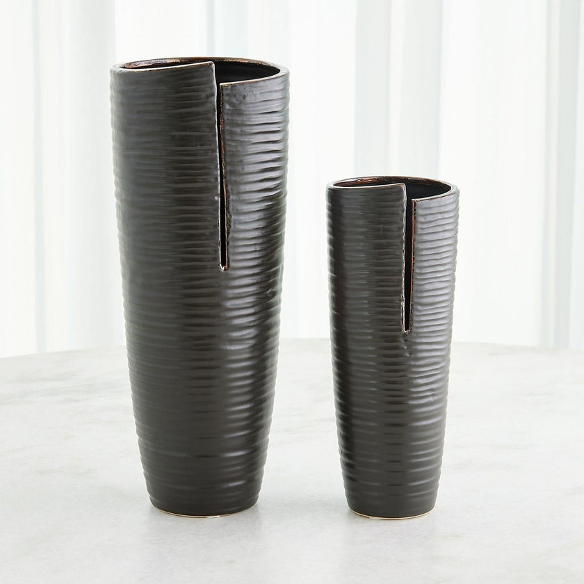 Global Views Metallic Black Split Vase