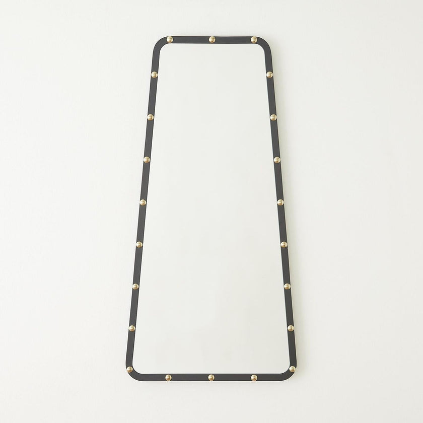 Global Views Fremmy Irregular Mirror Black with Brass Studs