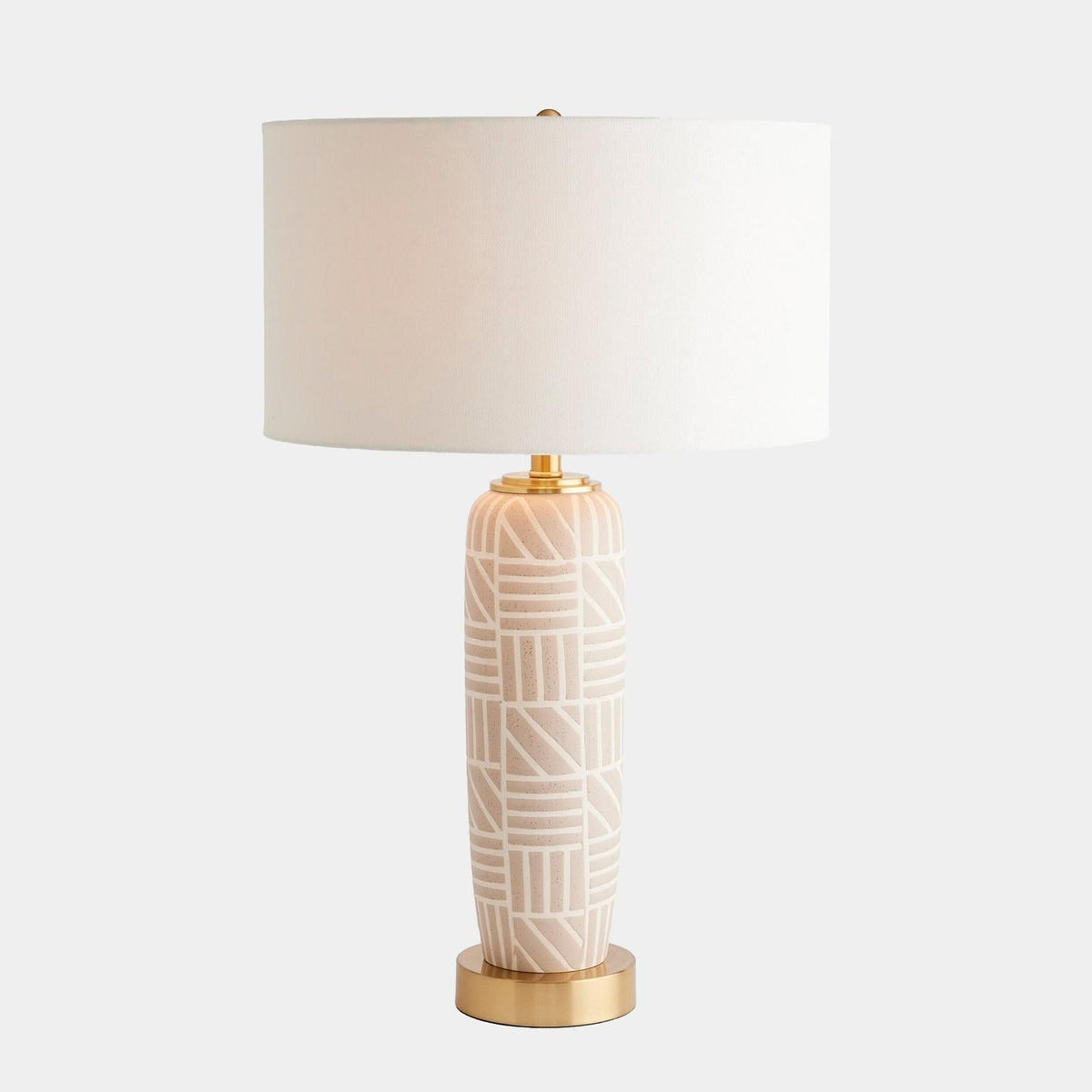 Global Views Square and Lines Table Lamp Beige