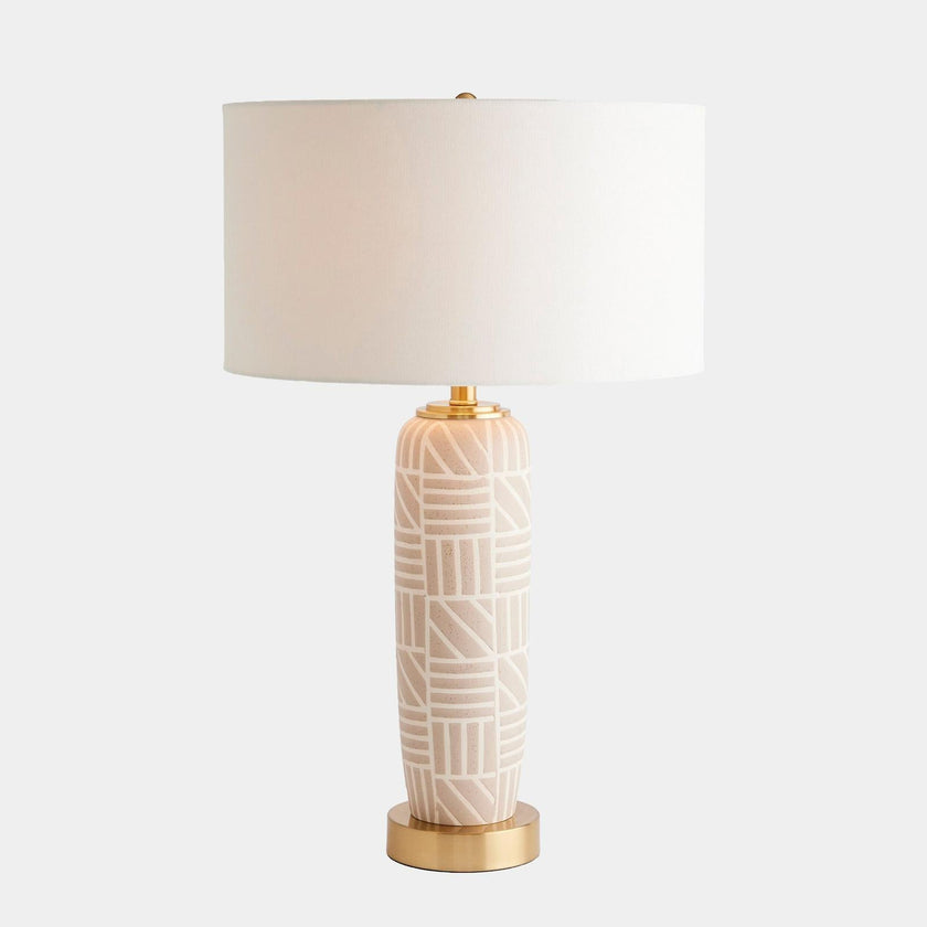 Global Views Square and Lines Table Lamp Beige