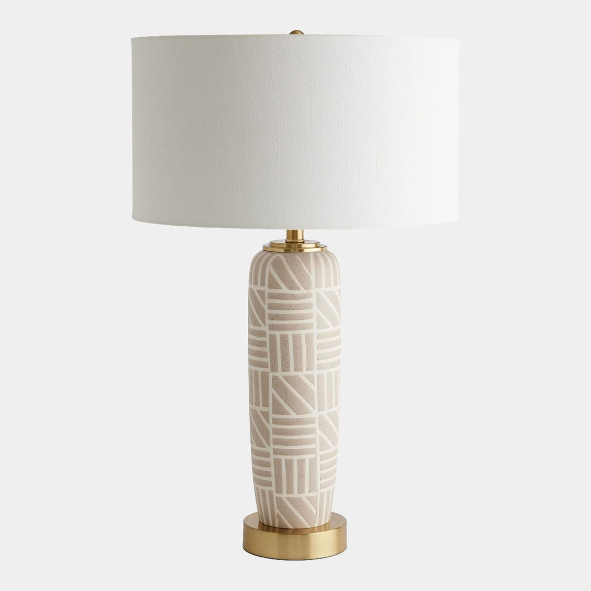 Global Views Square and Lines Table Lamp Beige