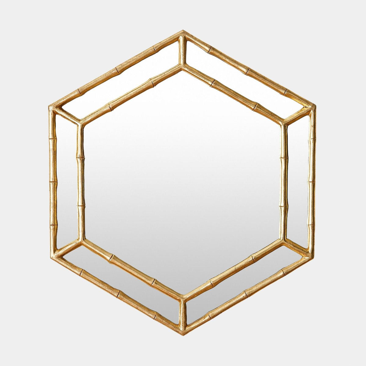 Global Views Sara Gold Leaf Bamboo Hexagon Mirror