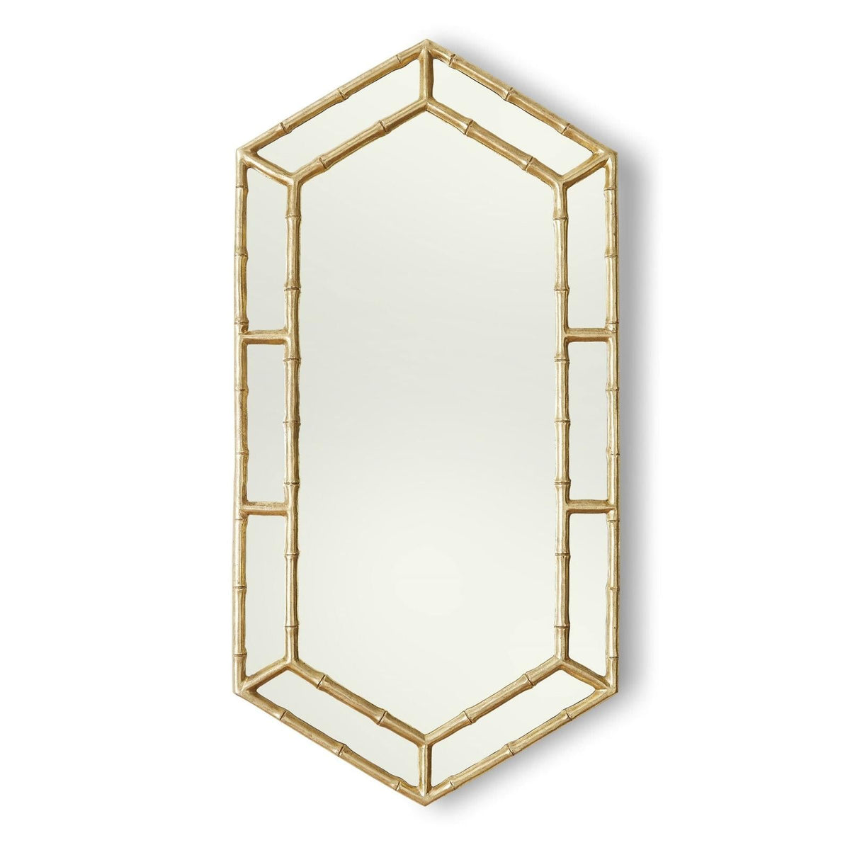 Global Views Sara Gold Leaf Bamboo Hexagon Mirror