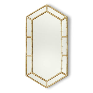 Global Views Sara Gold Leaf Bamboo Hexagon Mirror
