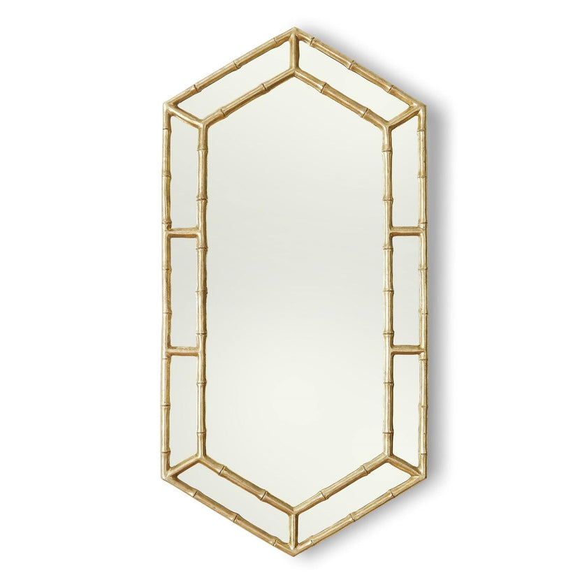 Global Views Sara Gold Leaf Bamboo Hexagon Mirror