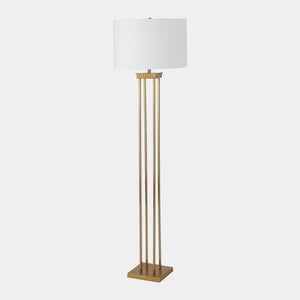 Global Views Four Pillar Satin Brass Floor Lamp