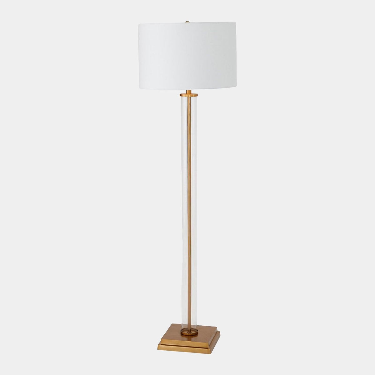 Global Views Franklin Antique Brass Glass Tube Floor Lamp