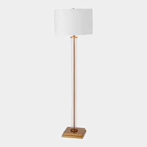 Global Views Franklin Antique Brass Glass Tube Floor Lamp