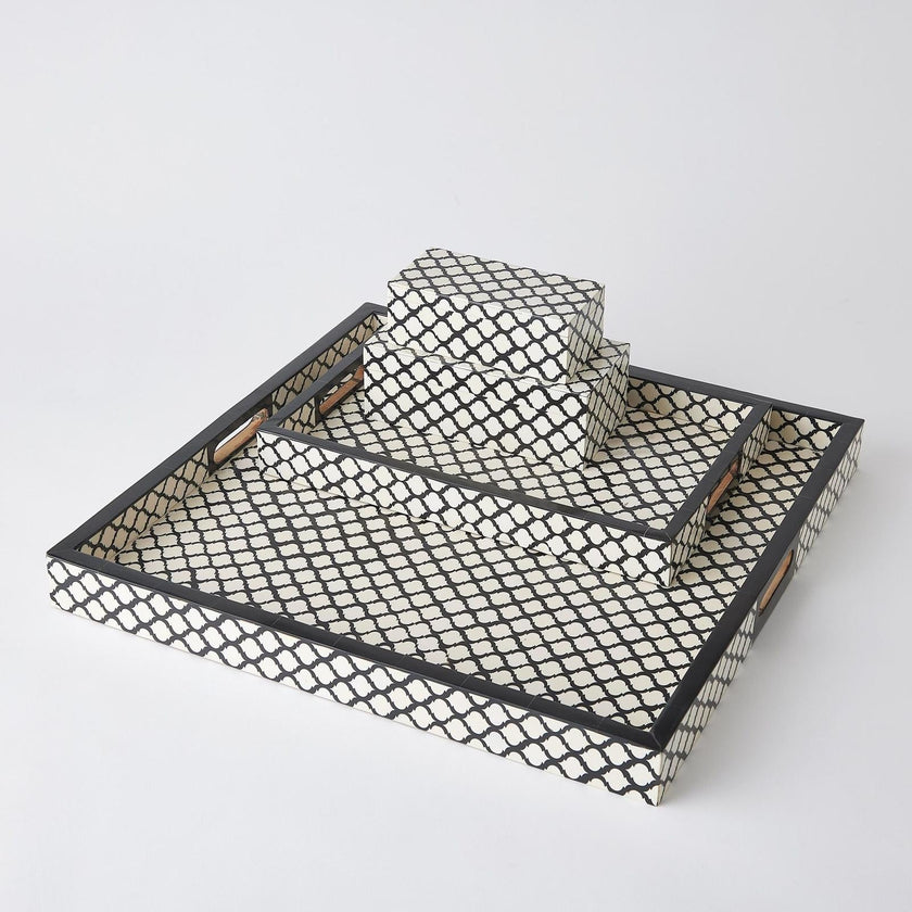 Global Views Moroccan Black Resin Square Tray