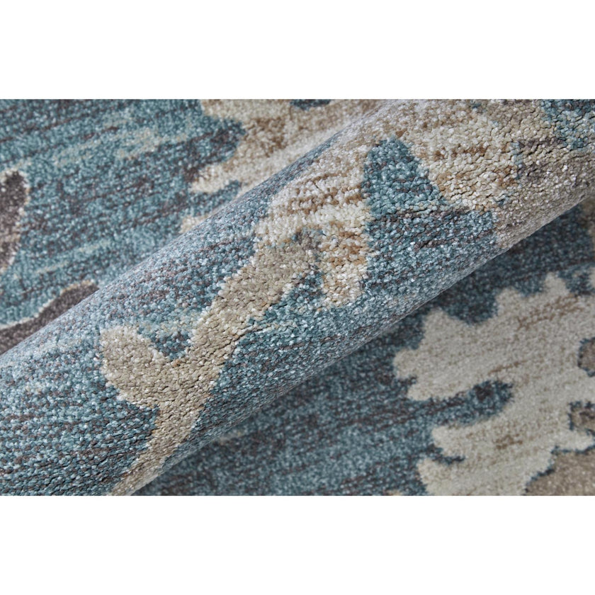 Feizy Dartmouth 39QMF Transitional Abstract Rug in Blue/Ivory/Pink