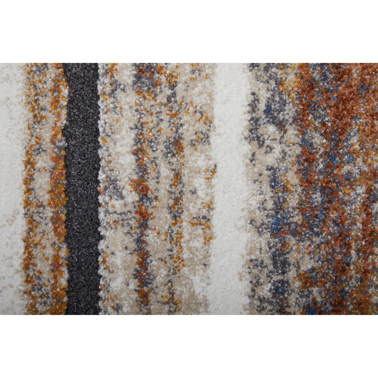 Feizy Gilmore 39MQF Modern Stripes in Ivory/Orange/Gray