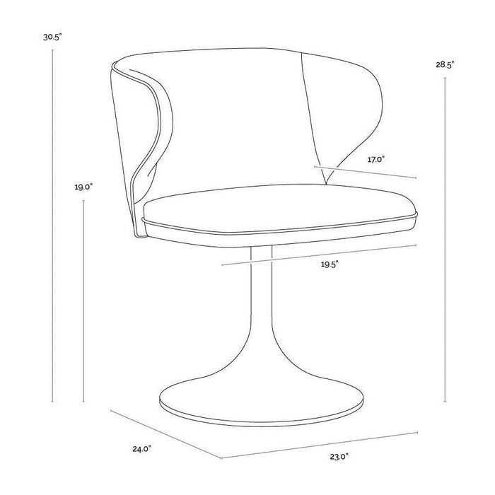 Sunpan Simone Swivel Dining Chair - Casablanca Cloud