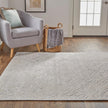 Feizy Micah 3047F Modern Distressed Rug in Silver/Gray/White